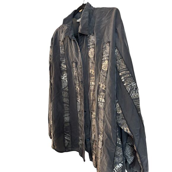 Chicos 100% Silk Button Up Long Sleeve Patterned Headliner Concha Large - Picture 4 of 5